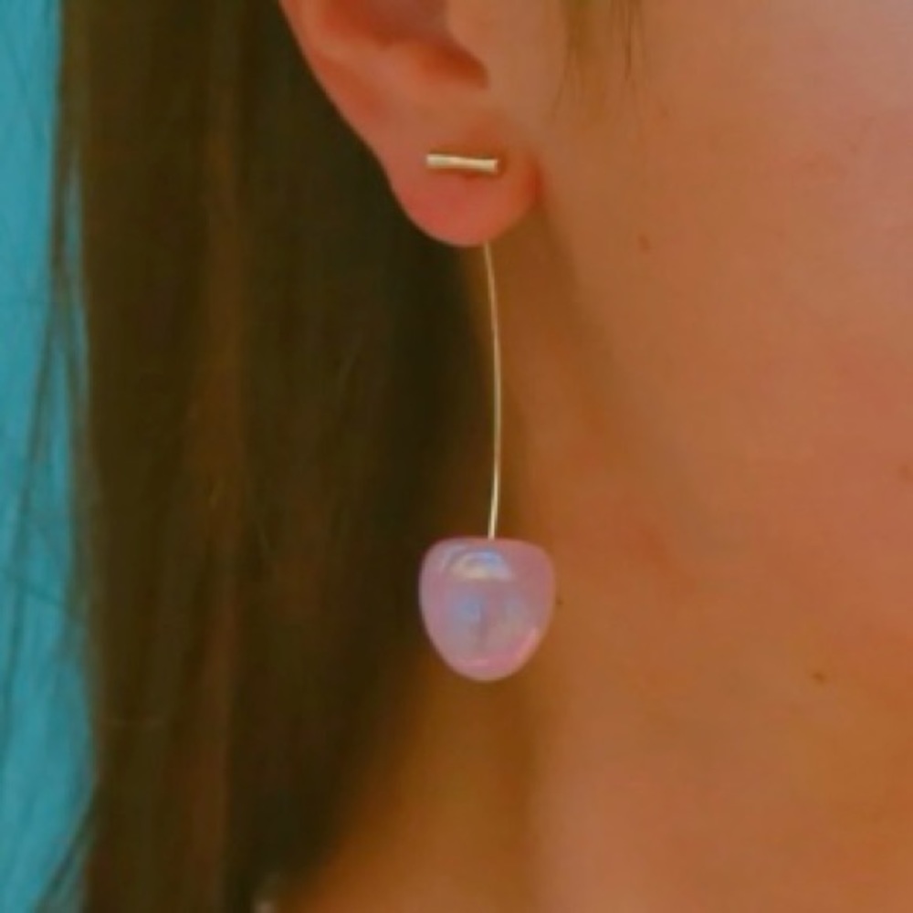 Iridescent Purple Cherry Drop Earrings